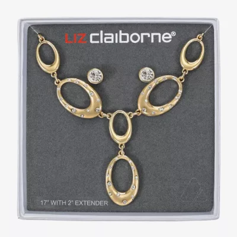 Liz Claiborne Y Necklace & Stud Earring Womens Glass Oval 2-pc. Jewelry Set