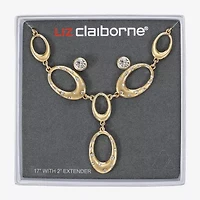 Liz Claiborne Y Necklace & Stud Earring Womens Glass Oval 2-pc. Jewelry Set