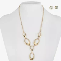 Liz Claiborne Y Necklace & Stud Earring Womens Glass Oval 2-pc. Jewelry Set