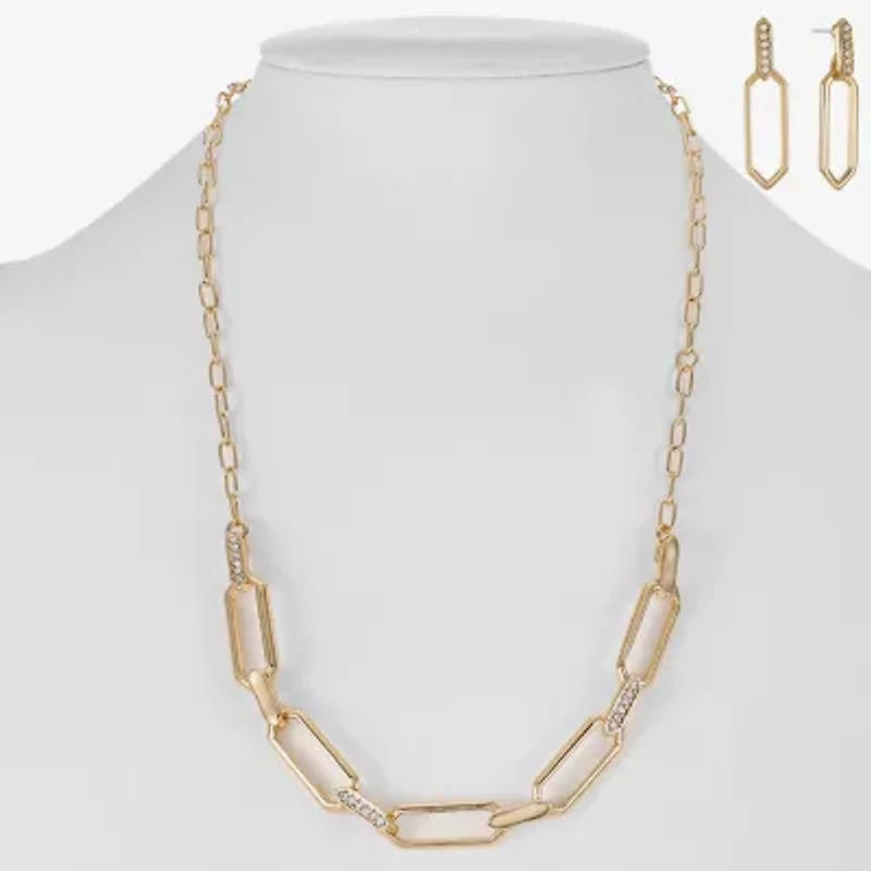 Liz Claiborne Collar Necklace & Drop Earring Womens Glass 2-pc. Jewelry Set