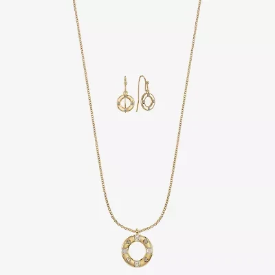 Liz Claiborne Pendant Necklace & Drop Earring Womens Glass 2-pc. Jewelry Set