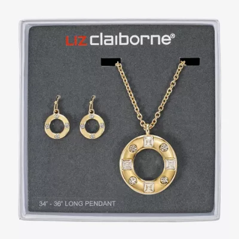Liz Claiborne Pendant Necklace & Drop Earring Womens Glass 2-pc. Jewelry Set