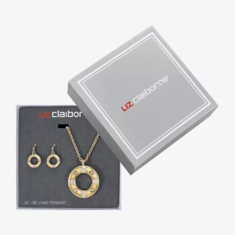 Liz Claiborne Pendant Necklace & Drop Earring Womens Glass 2-pc. Jewelry Set
