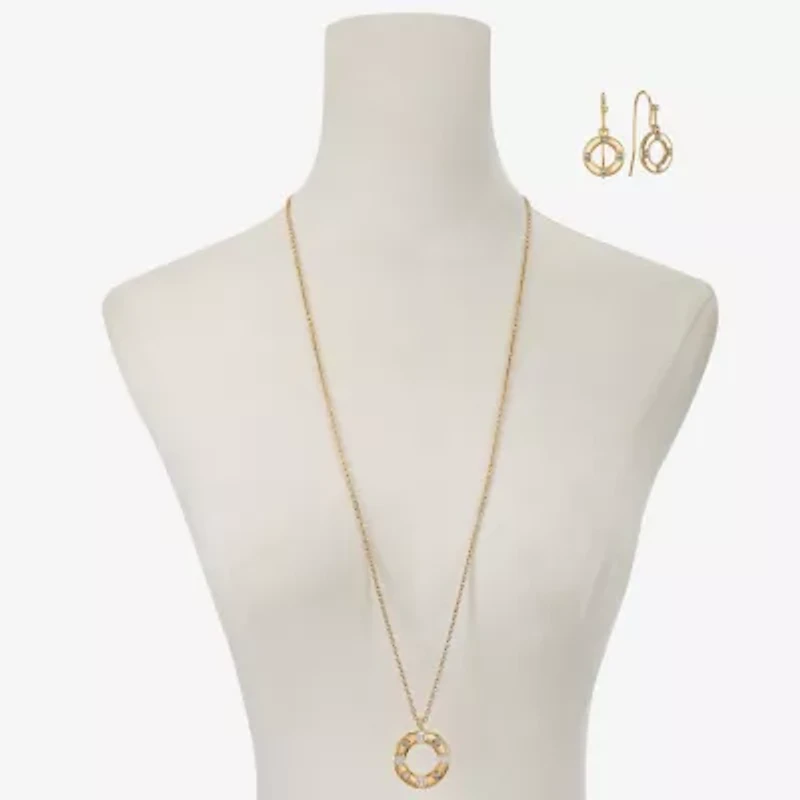 Liz Claiborne Pendant Necklace & Drop Earring Womens Glass 2-pc. Jewelry Set