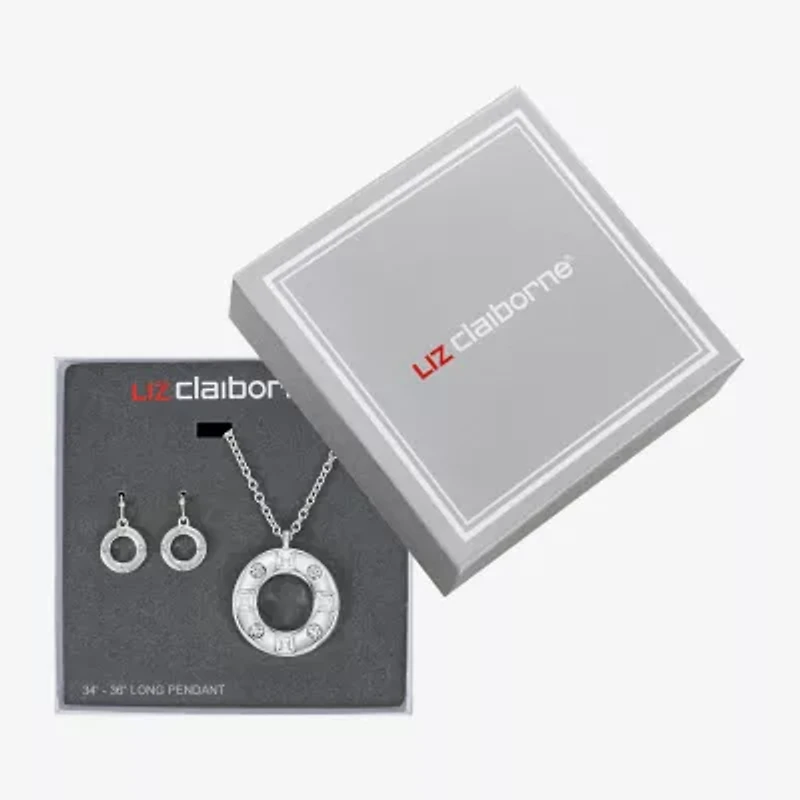 Liz Claiborne Pendant Necklace & Drop Earring Womens Glass 2-pc. Jewelry Set
