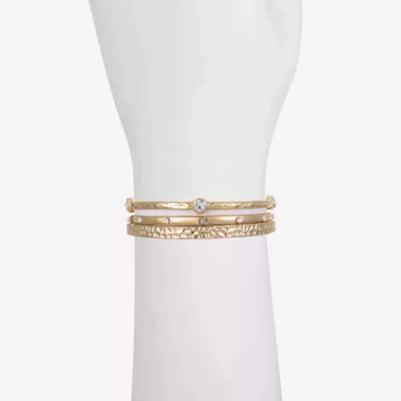 Liz Claiborne Textured Bangle Womens 3-pc. Glass Bracelet Set