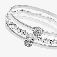 Liz Claiborne Pave Bangle Womens 3-pc. Glass Bracelet Set