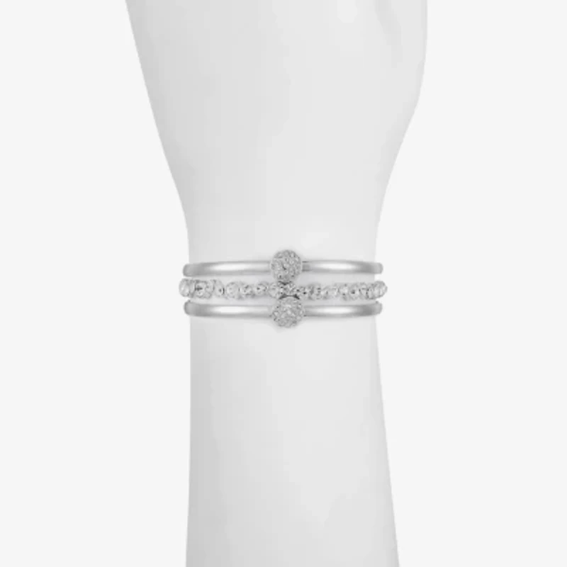 Liz Claiborne Pave Bangle Womens 3-pc. Glass Bracelet Set