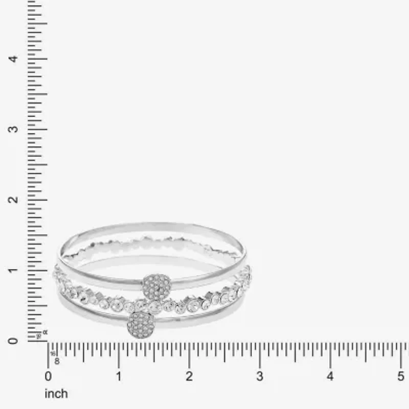 Liz Claiborne Pave Bangle Womens 3-pc. Glass Bracelet Set