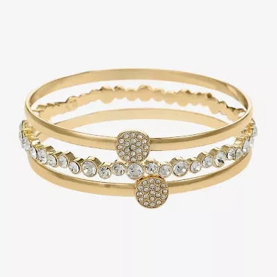 Liz Claiborne Pave Bangle Womens 3-pc. Glass Bracelet Set
