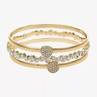 Liz Claiborne Pave Bangle Womens 3-pc. Glass Bracelet Set