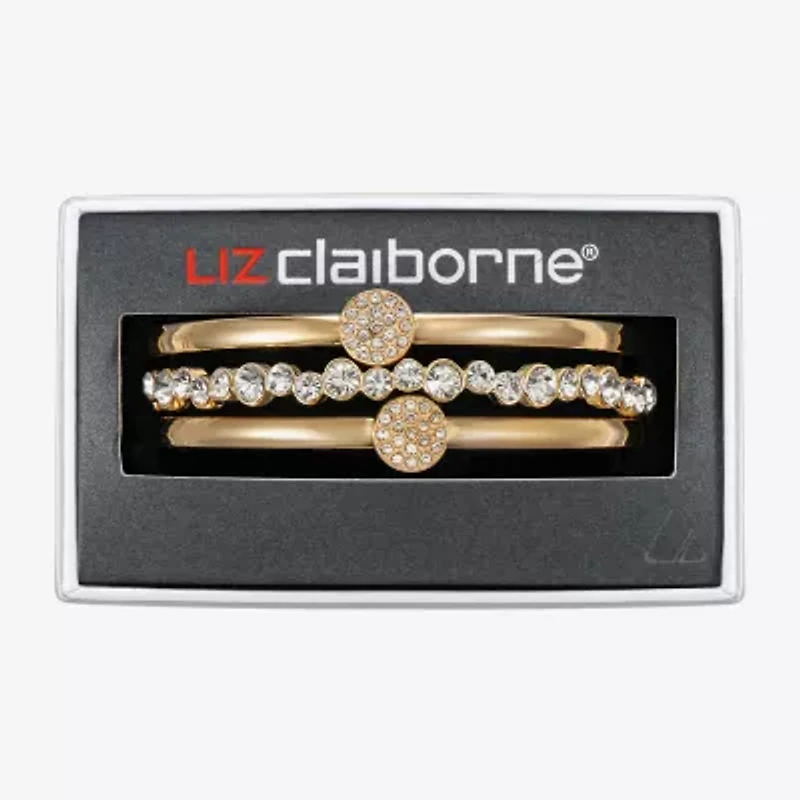 Liz Claiborne Pave Bangle Womens 3-pc. Glass Bracelet Set