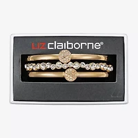 Liz Claiborne Pave Bangle Womens 3-pc. Glass Bracelet Set