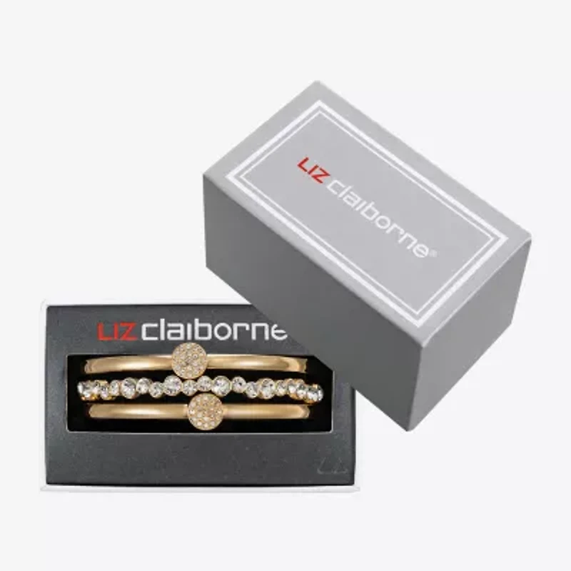 Liz Claiborne Pave Bangle Womens 3-pc. Glass Bracelet Set