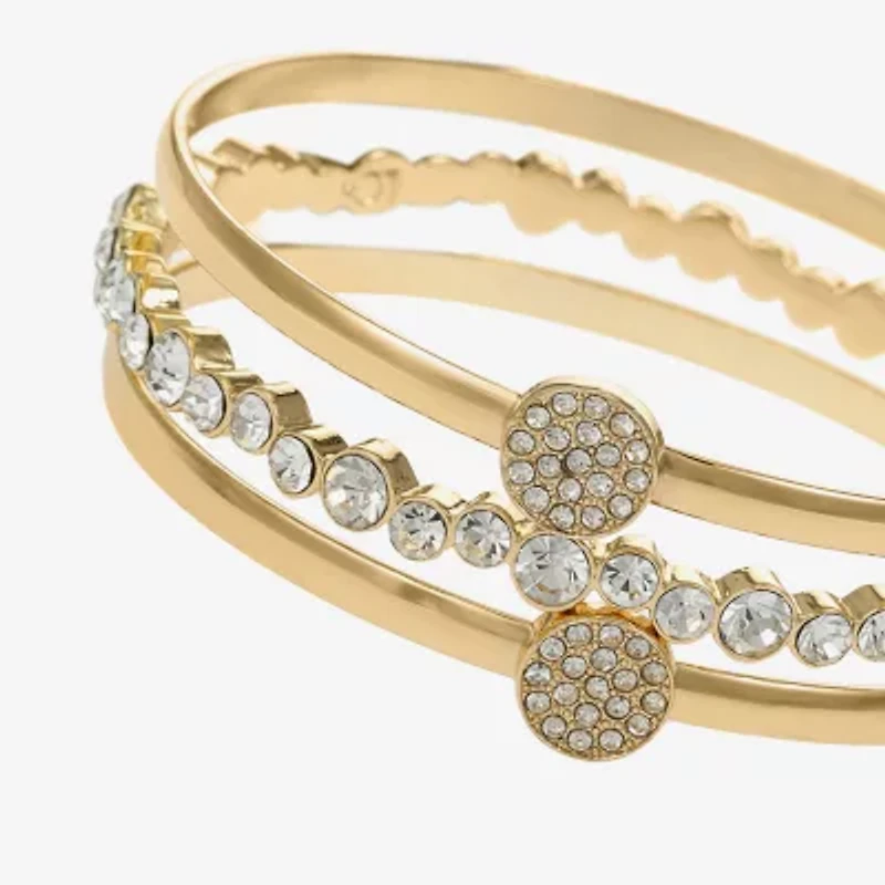 Liz Claiborne Pave Bangle Womens 3-pc. Glass Bracelet Set