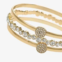 Liz Claiborne Pave Bangle Womens 3-pc. Glass Bracelet Set