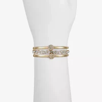 Liz Claiborne Pave Bangle Womens 3-pc. Glass Bracelet Set
