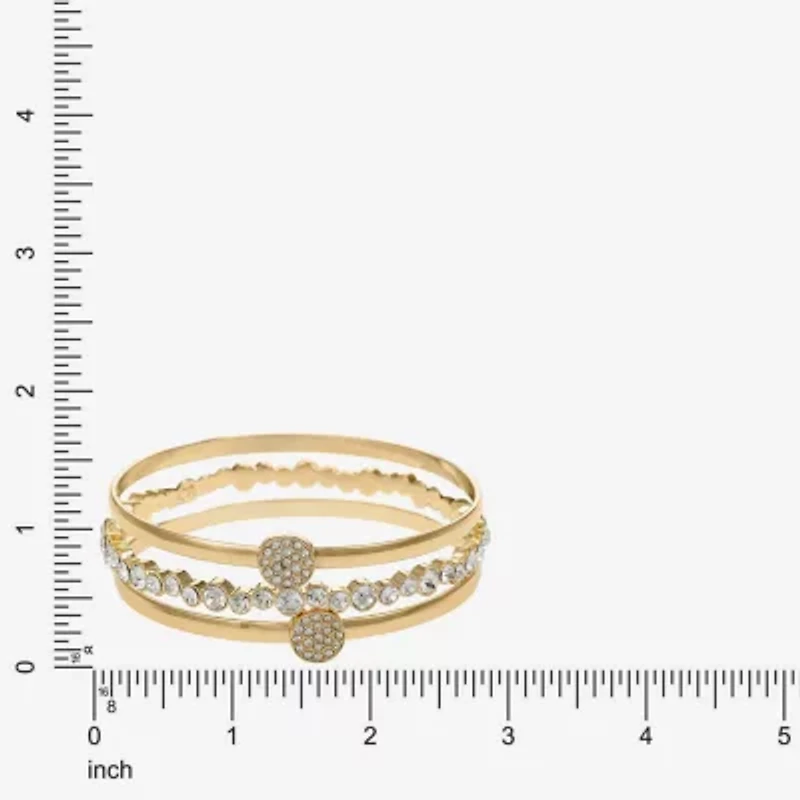 Liz Claiborne Pave Bangle Womens 3-pc. Glass Bracelet Set
