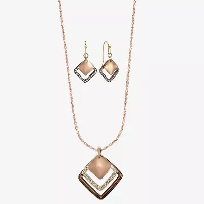 Liz Claiborne Pendant Necklace & Drop Earring Womens Glass Square 2-pc. Jewelry Set