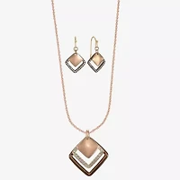 Liz Claiborne Pendant Necklace & Drop Earring Womens Glass Square 2-pc. Jewelry Set