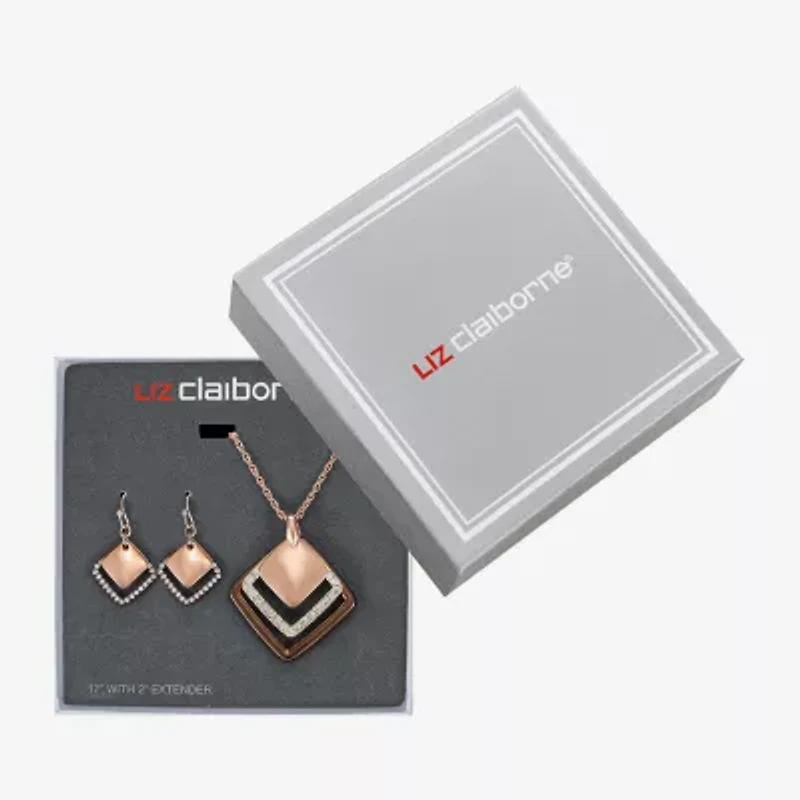 Liz Claiborne Pendant Necklace & Drop Earring Womens Glass Square 2-pc. Jewelry Set
