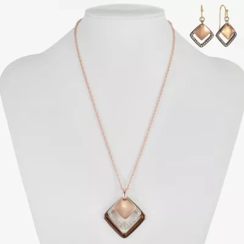 Liz Claiborne Pendant Necklace & Drop Earring Womens Glass Square 2-pc. Jewelry Set