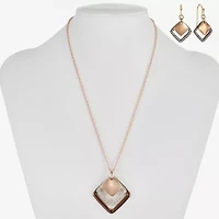 Liz Claiborne Pendant Necklace & Drop Earring Womens Glass Square 2-pc. Jewelry Set