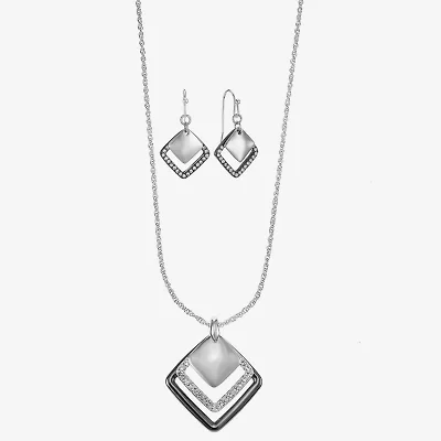 Liz Claiborne Pendant Necklace & Drop Earring Womens Glass Square 2-pc. Jewelry Set