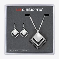 Liz Claiborne Pendant Necklace & Drop Earring Womens Glass Square 2-pc. Jewelry Set