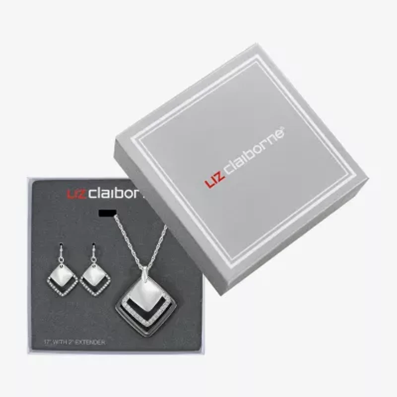 Liz Claiborne Pendant Necklace & Drop Earring Womens Glass Square 2-pc. Jewelry Set