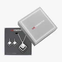 Liz Claiborne Pendant Necklace & Drop Earring Womens Glass Square 2-pc. Jewelry Set