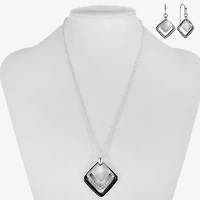Liz Claiborne Pendant Necklace & Drop Earring Womens Glass Square 2-pc. Jewelry Set
