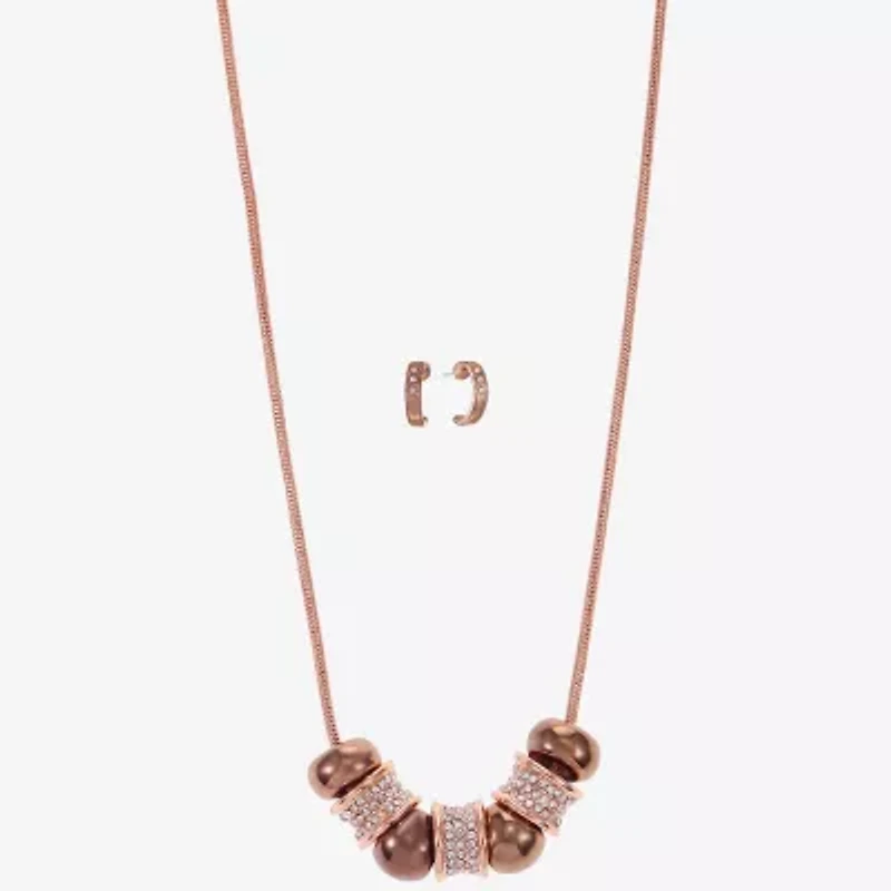 Liz Claiborne Slider Collar Necklace & Huggie Earring Womens Glass 2-pc. Jewelry Set