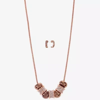 Liz Claiborne Slider Collar Necklace & Huggie Earring Womens Glass 2-pc. Jewelry Set