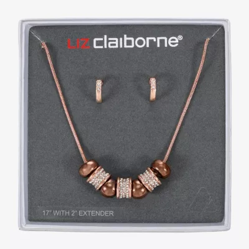 Liz Claiborne Slider Collar Necklace & Huggie Earring Womens Glass 2-pc. Jewelry Set