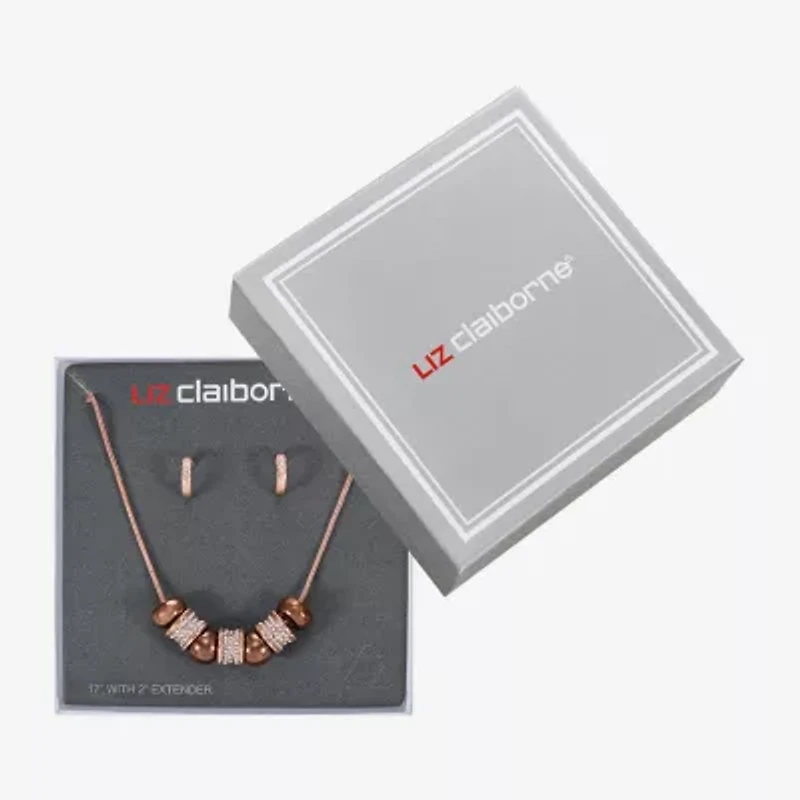 Liz Claiborne Slider Collar Necklace & Huggie Earring Womens Glass 2-pc. Jewelry Set