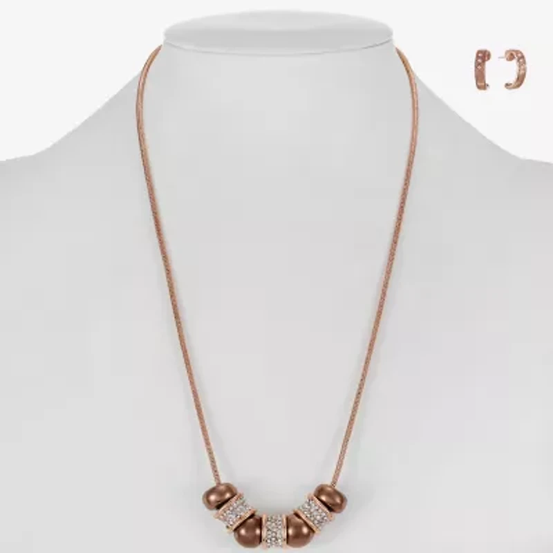 Liz Claiborne Slider Collar Necklace & Huggie Earring Womens Glass 2-pc. Jewelry Set