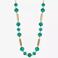 Liz Claiborne Gold Tone Beaded Womens 17 Inch Collar Necklace