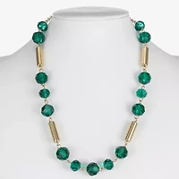 Liz Claiborne Gold Tone Beaded Womens 17 Inch Collar Necklace