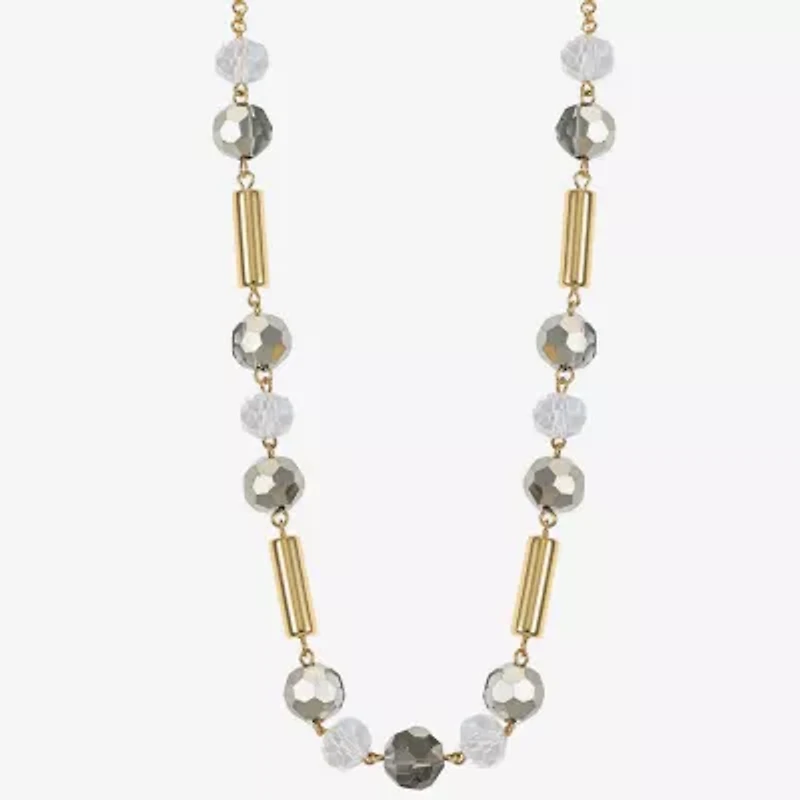 Liz Claiborne Gold Tone Beaded Womens 17 Inch Collar Necklace