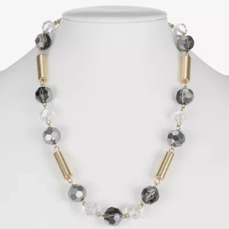 Liz Claiborne Gold Tone Beaded Womens 17 Inch Collar Necklace