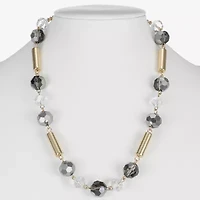 Liz Claiborne Gold Tone Beaded Womens 17 Inch Collar Necklace