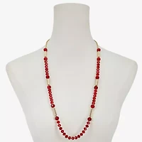 Liz Claiborne Gold Tone Beaded Womens 32 Inch Strand Necklace
