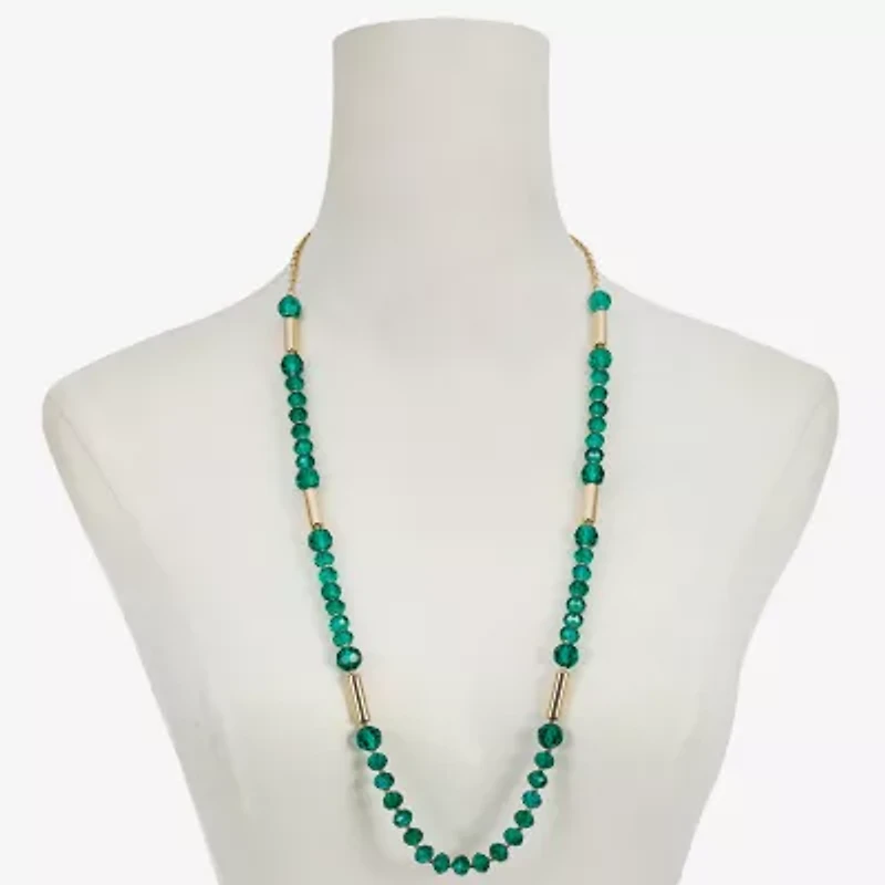 Liz Claiborne Gold Tone Beaded Womens Inch Strand Necklace