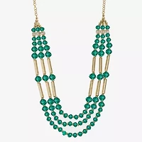 Liz Claiborne Gold Tone Beaded Womens 18 1/2 Inch Statement Necklace