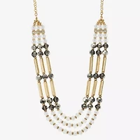 Liz Claiborne Gold Tone Beaded Womens 18 1/2 Inch Statement Necklace