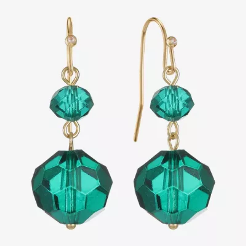 Liz Claiborne Gold Tone Beaded Womens Drop Earrings