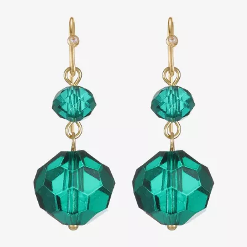 Liz Claiborne Gold Tone Beaded Womens Drop Earrings