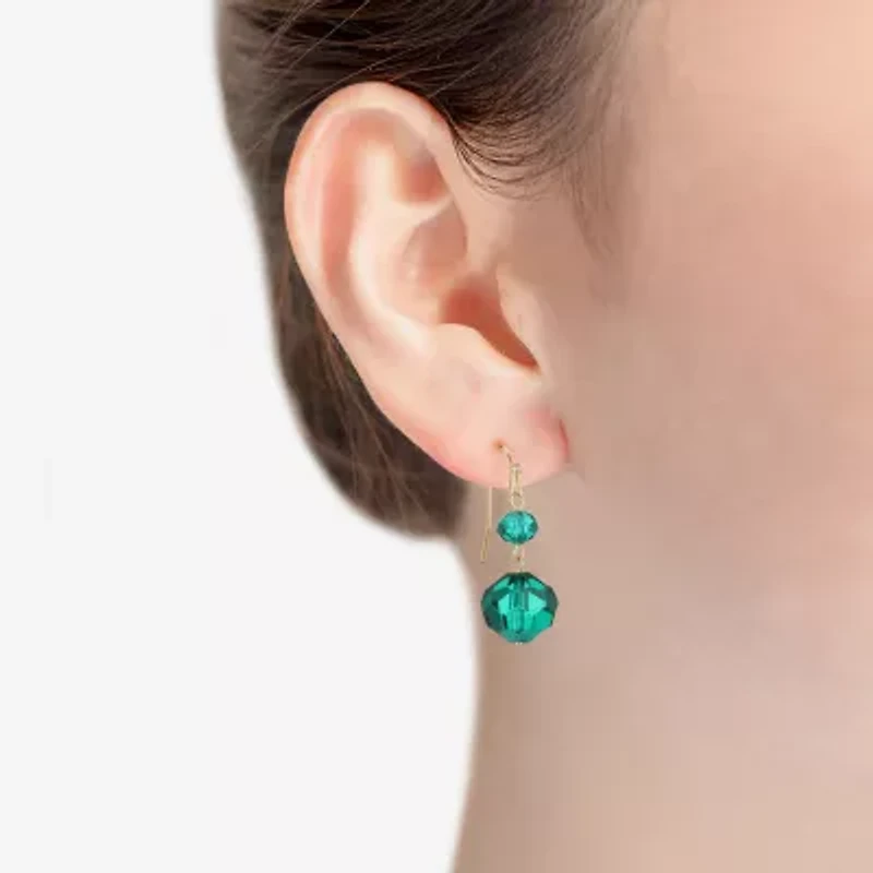 Liz Claiborne Gold Tone Beaded Womens Drop Earrings