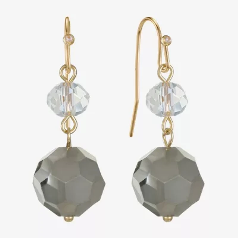 Liz Claiborne Gold Tone Beaded Womens Drop Earrings